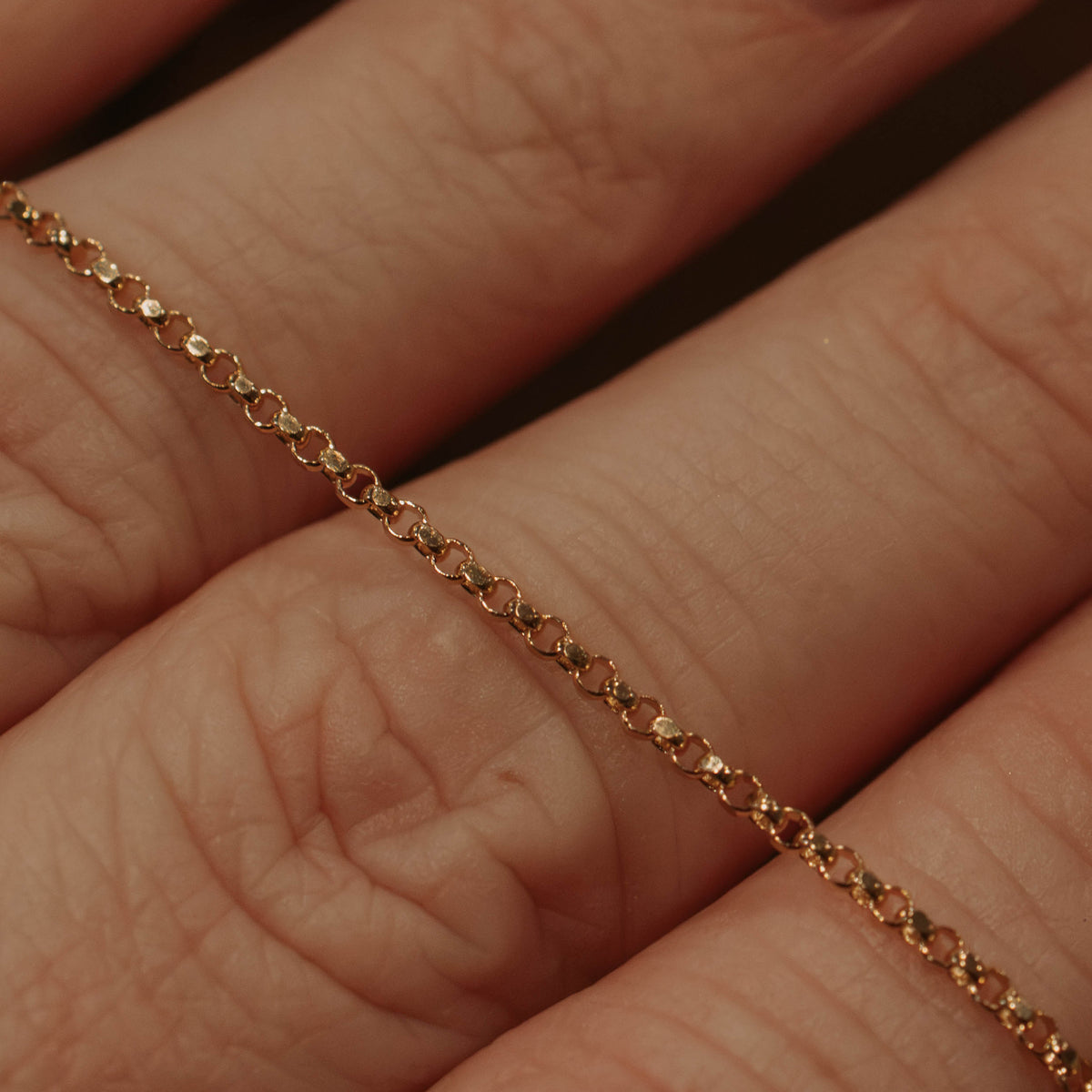 Delicate solid 14k yellow gold petite rolo chain