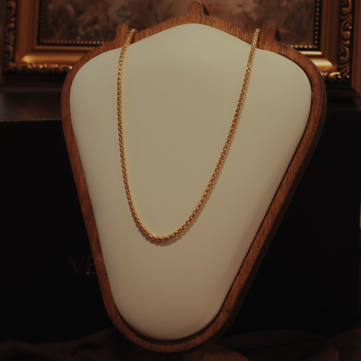14k yellow gold 2.6mm heavy rounded box chain by Vellum Hall