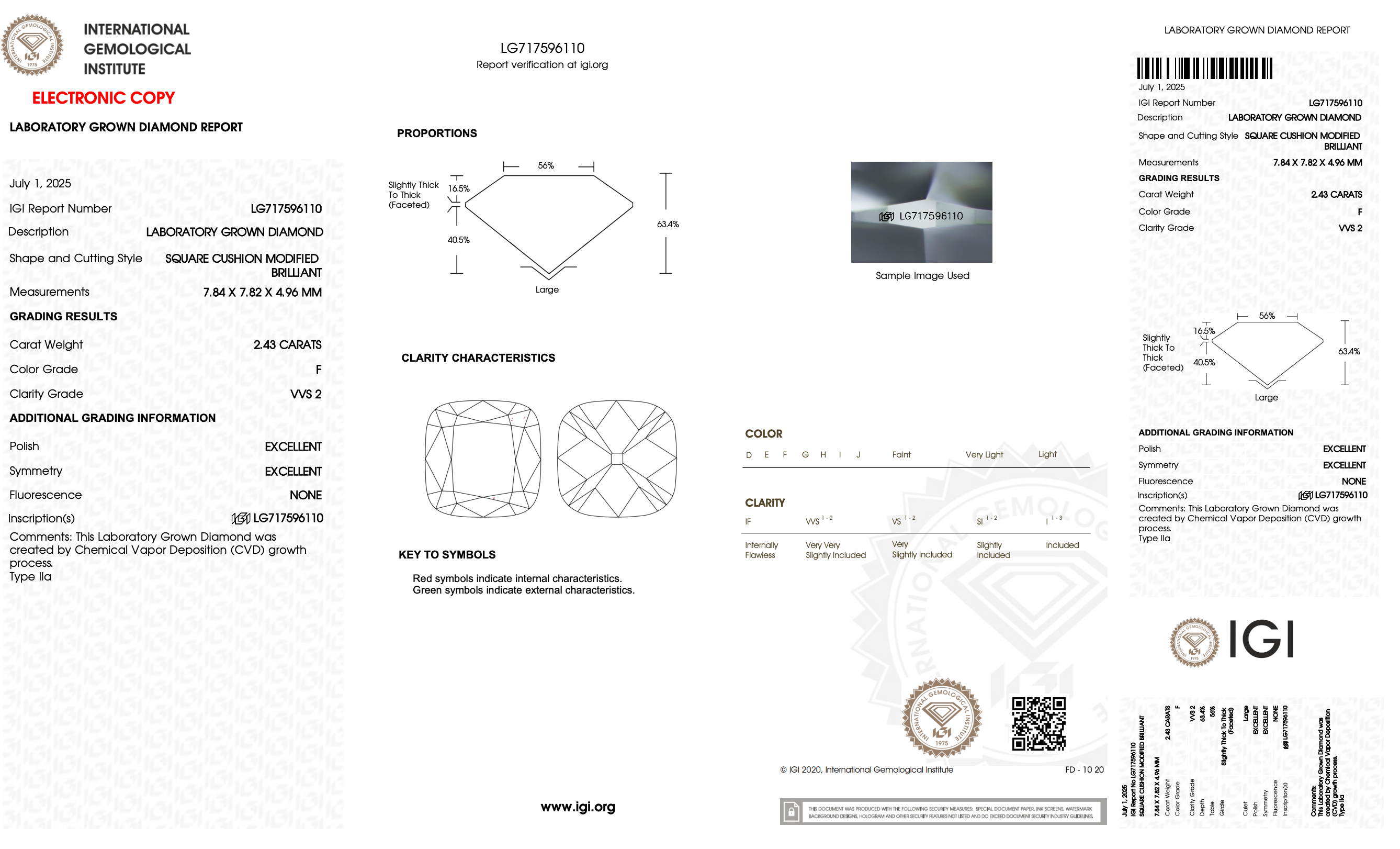 Diamond grading report with IGI logo on a white background