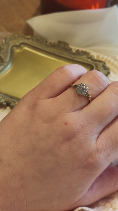 old european gold engagement in decorative basket